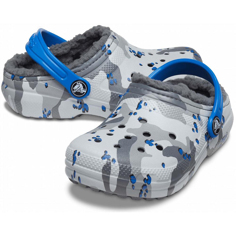 Grey Girls' Crocs Classic Lined Camo Clogs | NZ 1474KORI